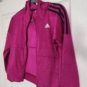 Adidas Girls Youth 18 Yrs Size XL Plum Jacket Top Hoodie